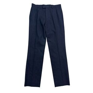 Banana Republic 33x34 Navy Blue Houndstooth Flannel Wool Pants Trousers Slim Fit